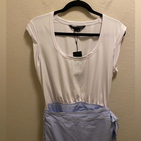 Veronica Beard White & Blue Addyson Dress Size M New With Tag - Picture 3 of 12